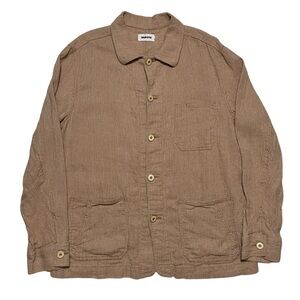 Taylor Stitch Ojai Chili Stripe Jacket 44 Men’s Chore Coat Linen Cotton Brown